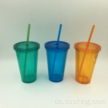 16oz Doppelwand Becher mit Stroh